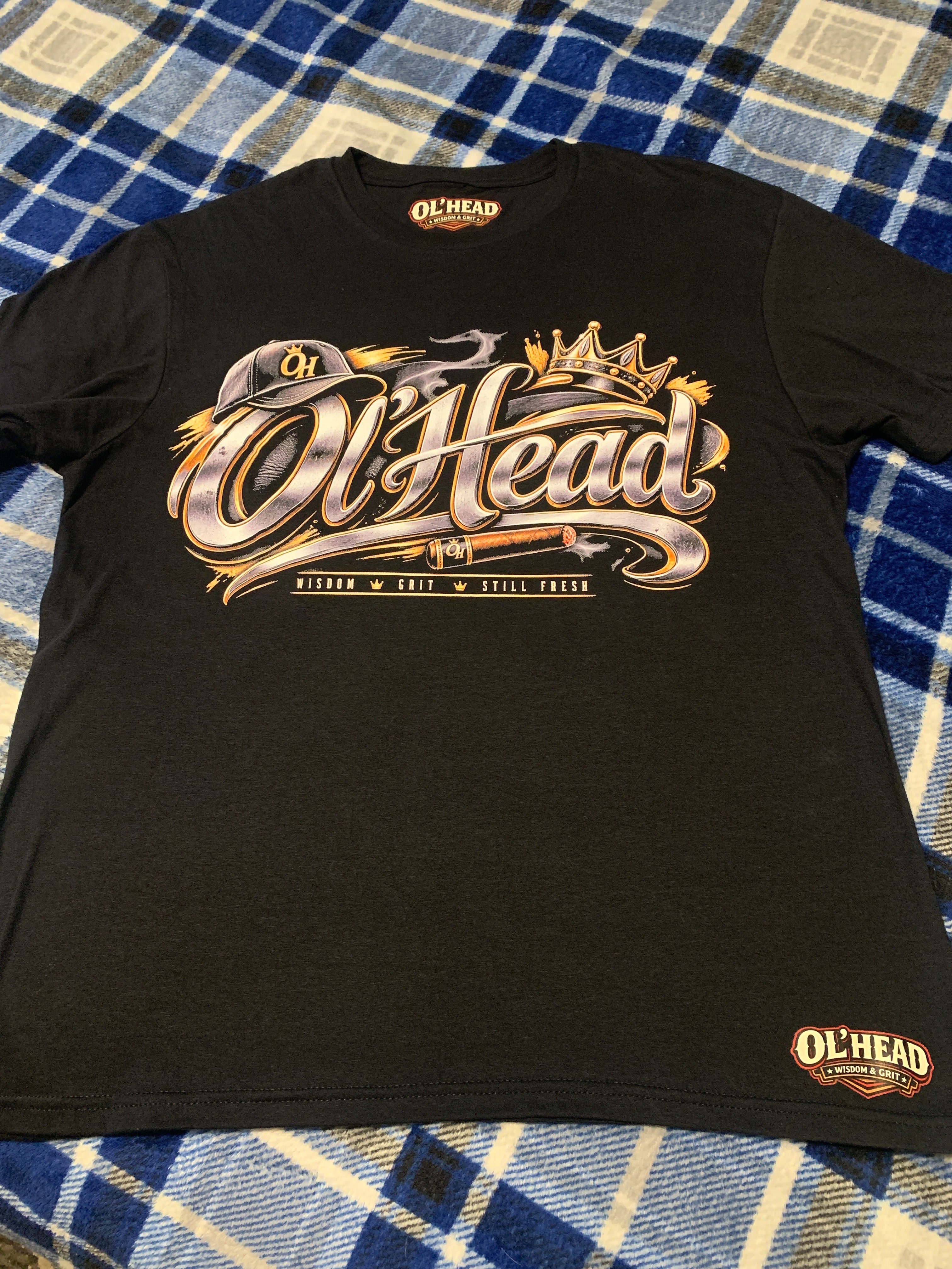 Ol’Head Black Heavy Tee with graphics
