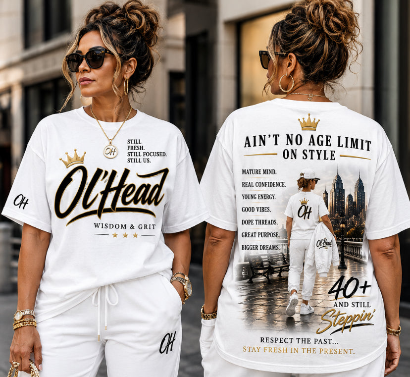 Ol’Head White Heavy Tee with graphics